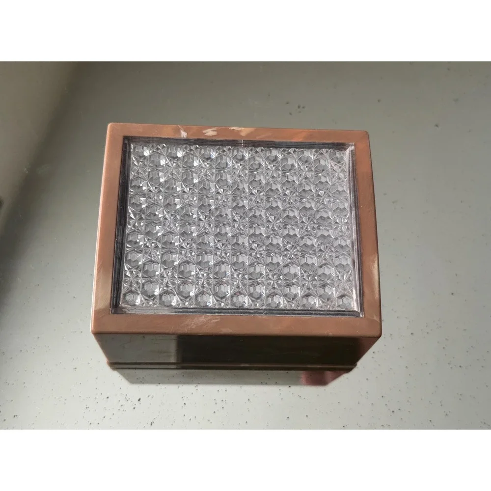 Vintage Merle Norman Cosmetics Powder Box Brown Marble Plastic with Clear Lid